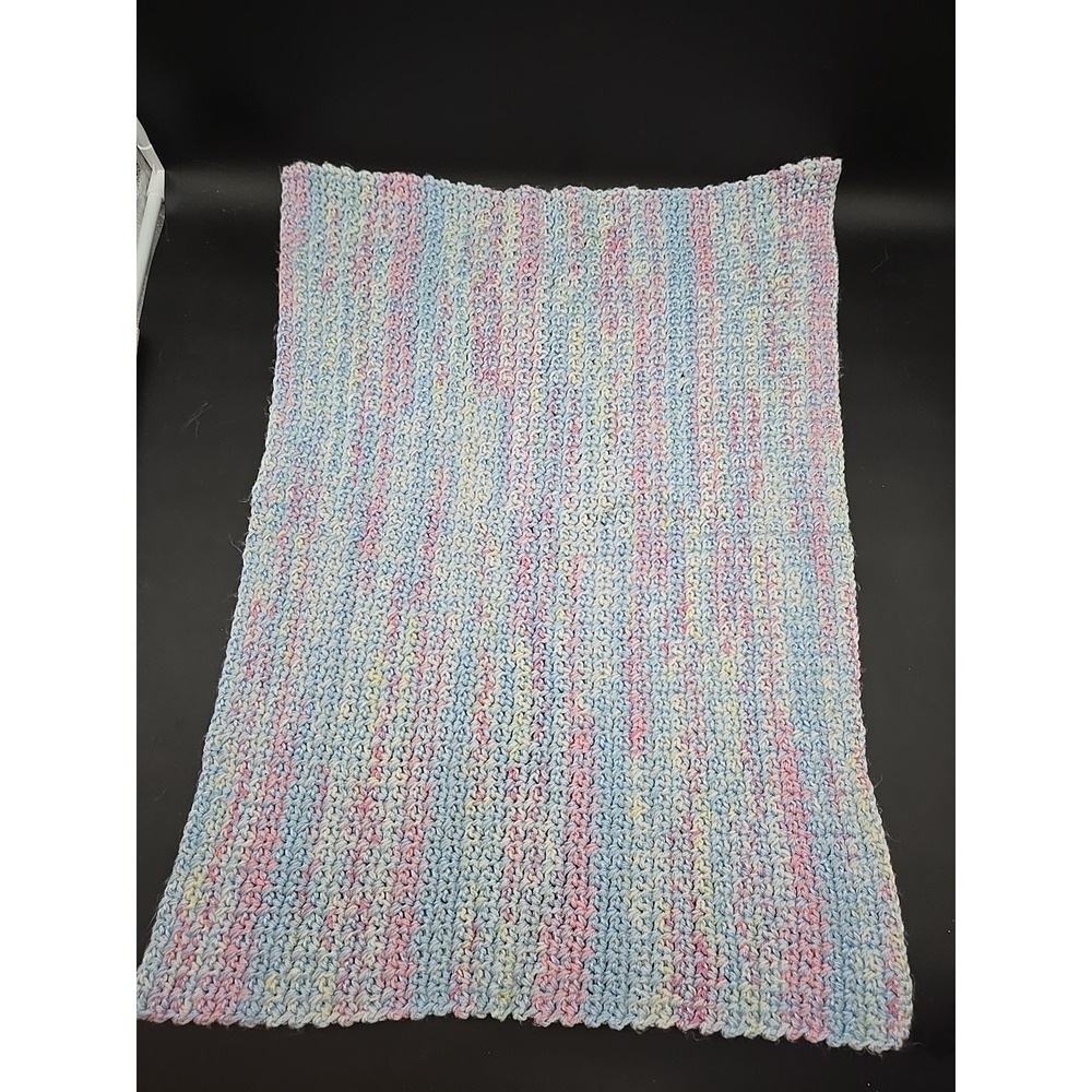 Handmade Crocheted Baby Afghan Blanket Throw‎  Lap 27x 20 Pastel Blue Pink Soft